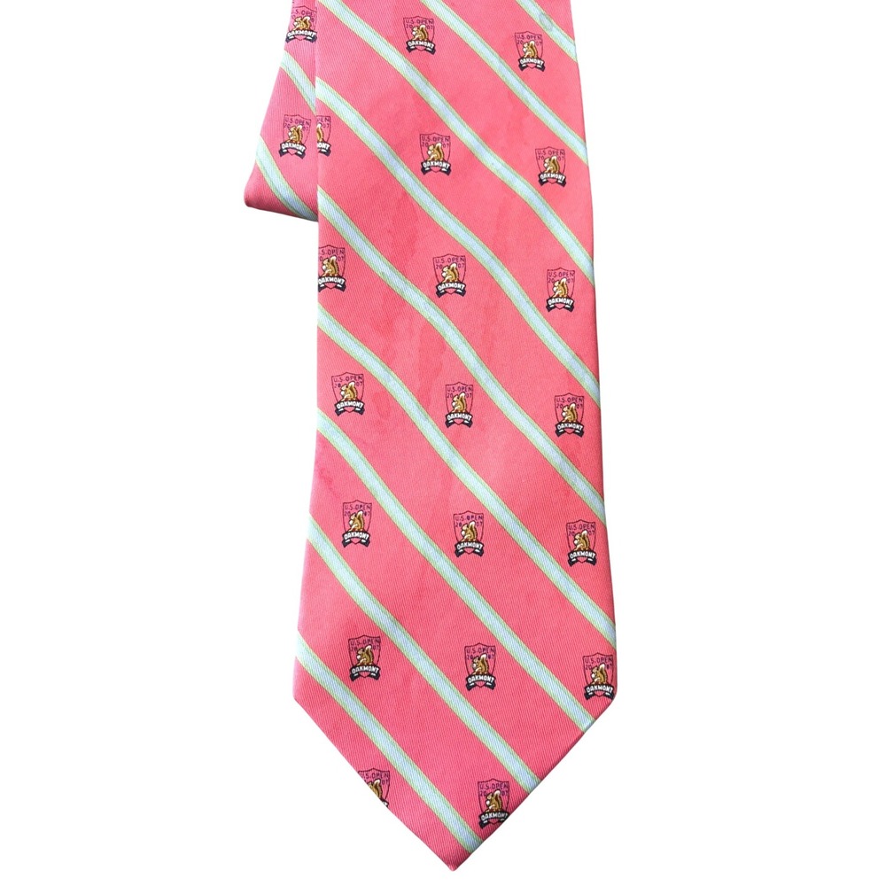 Vineyard Vines Silk Tie Mens Pink US Open 2007 Oakmont Golf Stripe Necktie